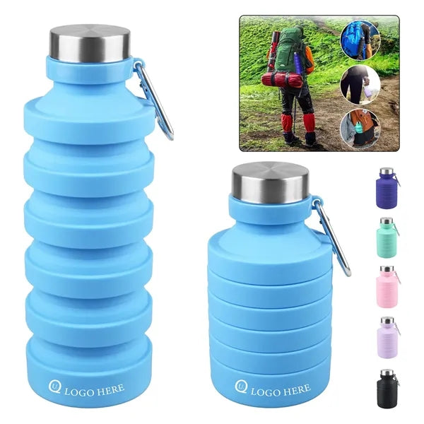 18 Oz Collapsible Water Bottle W/ Carabiner