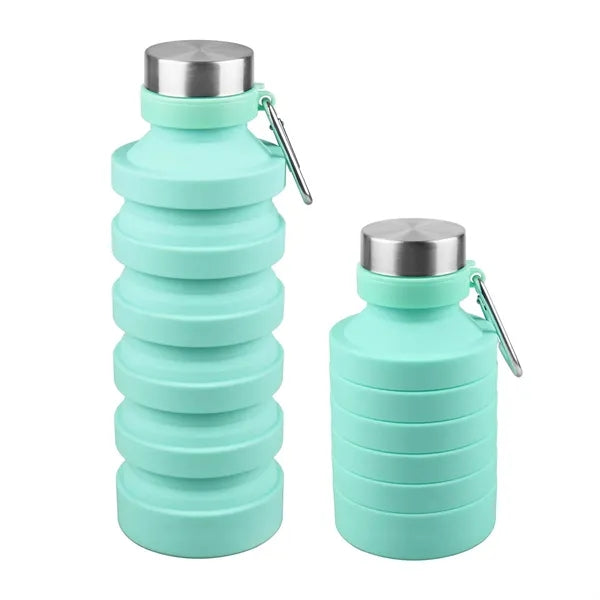 18 Oz Collapsible Water Bottle W/ Carabiner