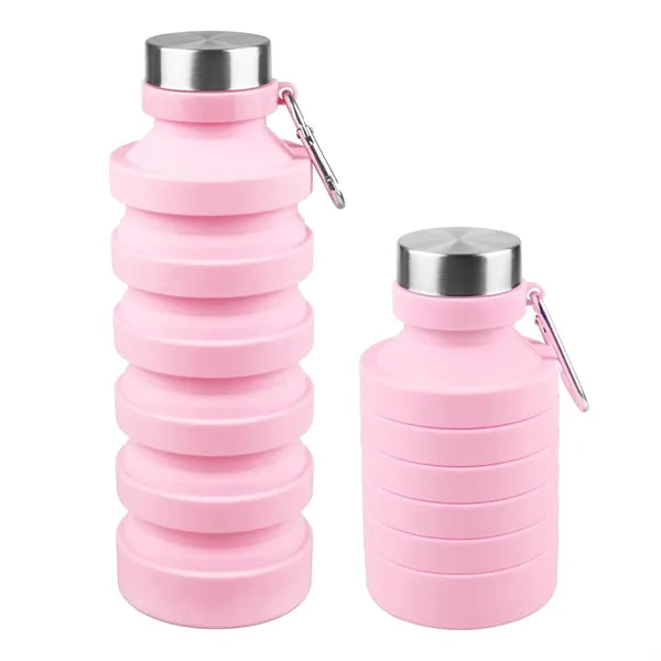 18 Oz Collapsible Water Bottle W/ Carabiner
