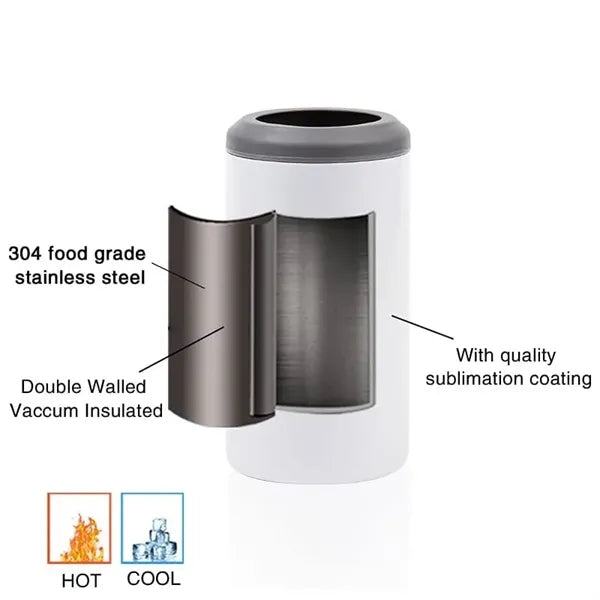 16 oz Stainless Steel Insulated Can Cooler Tumbler with Lids