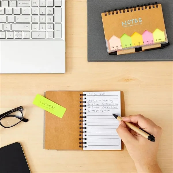 Kraft Spiral Notebook With Integrated Sticky Notes