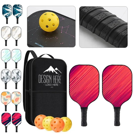 Fiberglass Pickleball Set - 2 Paddles, 4 Balls, Carry Bag