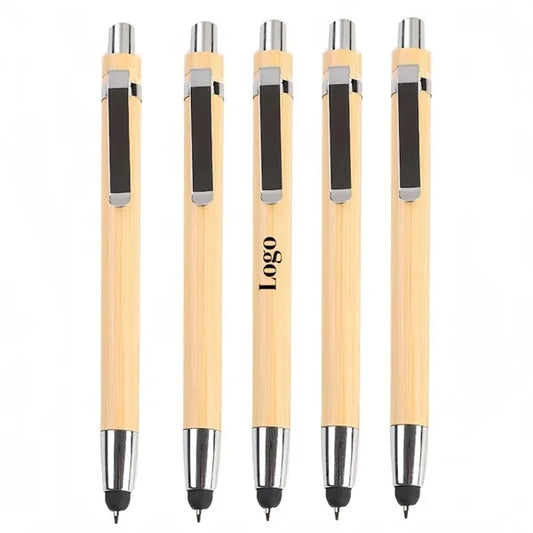 Sleek Lightweight Portable Bamboo Ballpoint Stylus Pen