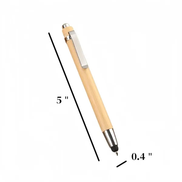 Sleek Lightweight Portable Bamboo Ballpoint Stylus Pen