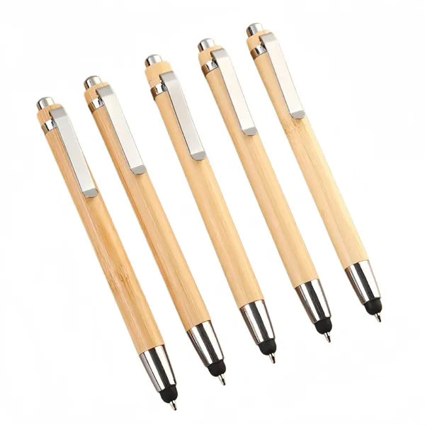 Sleek Lightweight Portable Bamboo Ballpoint Stylus Pen