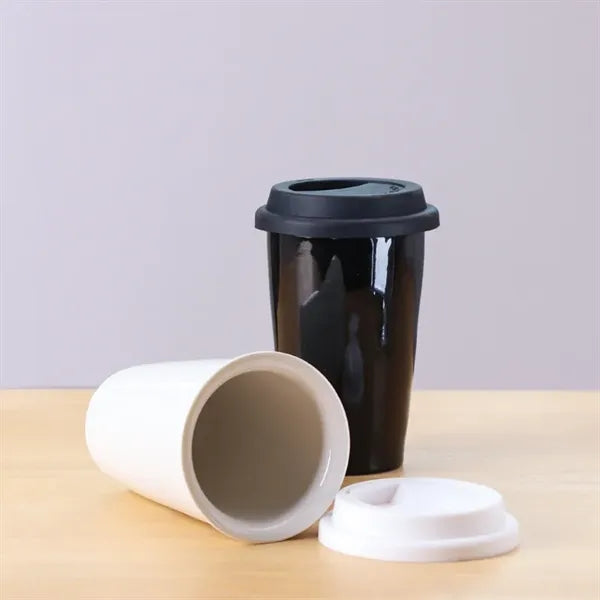 11oz Ceramic Coffee Mug with Silicone Lid