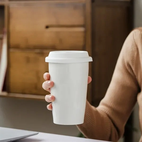 11oz Ceramic Coffee Mug with Silicone Lid