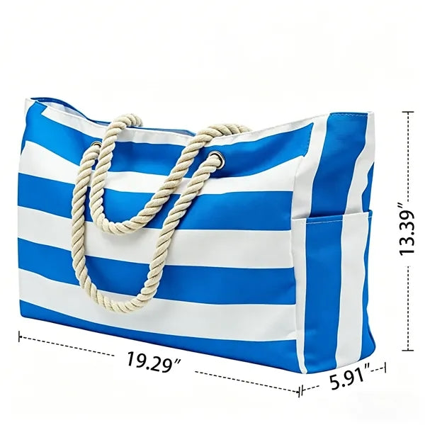 Striped Canvas Tote Bag