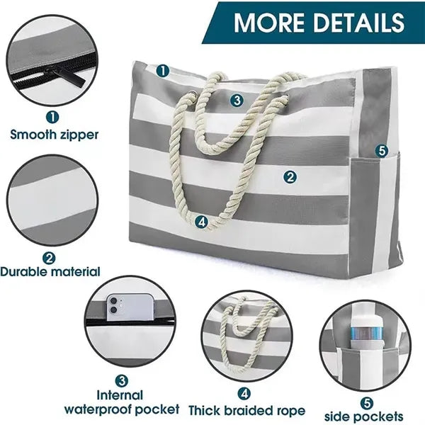 Striped Canvas Tote Bag