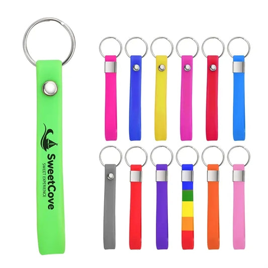 Screen Printed Soft Silicone Wristband Keychain