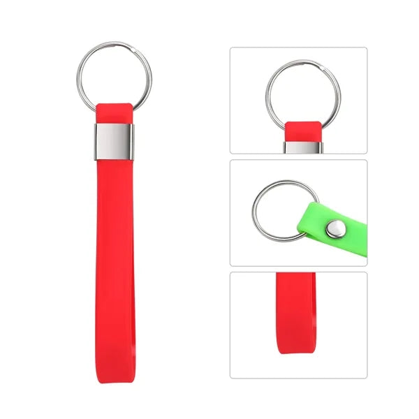 Screen Printed Soft Silicone Wristband Keychain
