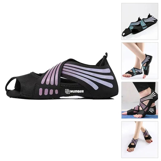 Non Slip Yoga Socks With Grip Toeless Anti Skid Shoes