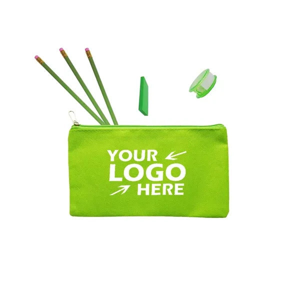 Non-Woven Pencil Pouch Zipper Closed