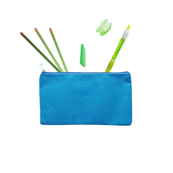 Non-Woven Pencil Pouch Zipper Closed