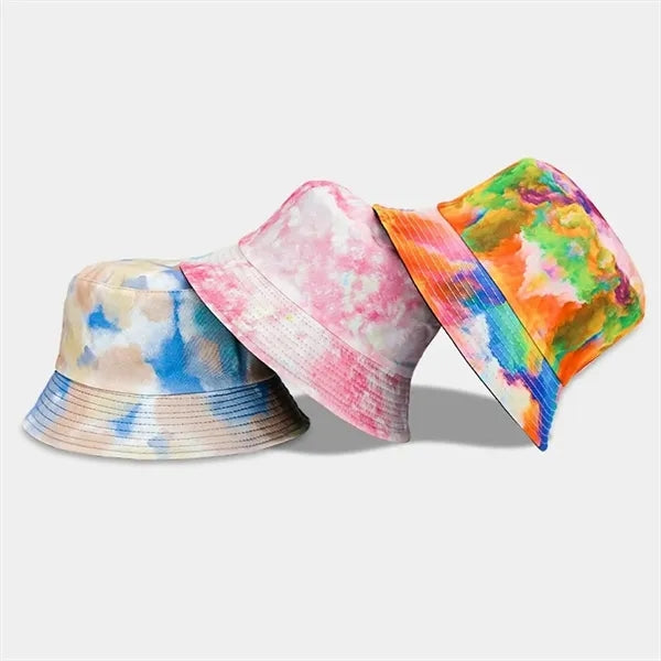 Reversible Tie Dye Bucket Hat Unisex Cotton Summer Sun Cap
