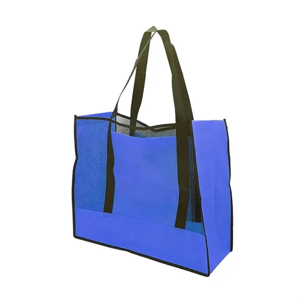 Large Non-Woven Mesh Beach Tote Bag with Side Pocket
