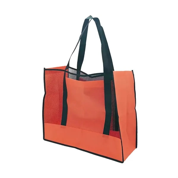 Large Non-Woven Mesh Beach Tote Bag with Side Pocket