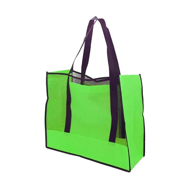 Large Non-Woven Mesh Beach Tote Bag with Side Pocket