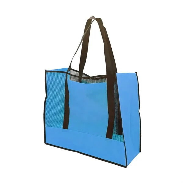 Large Non-Woven Mesh Beach Tote Bag with Side Pocket