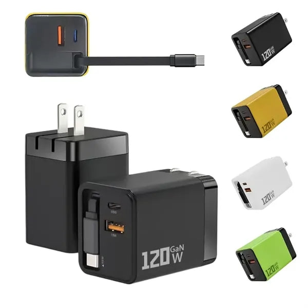 120W USB C Charger Block With Retractable Cable