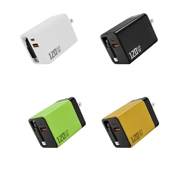 120W USB C Charger Block With Retractable Cable