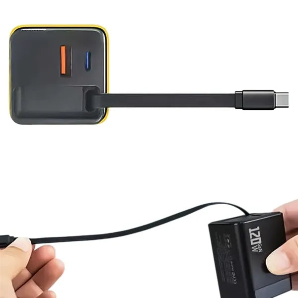 120W USB C Charger Block With Retractable Cable