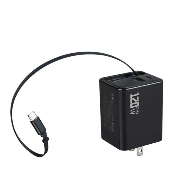 120W USB C Charger Block With Retractable Cable