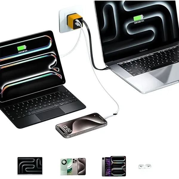 120W USB C Charger Block With Retractable Cable
