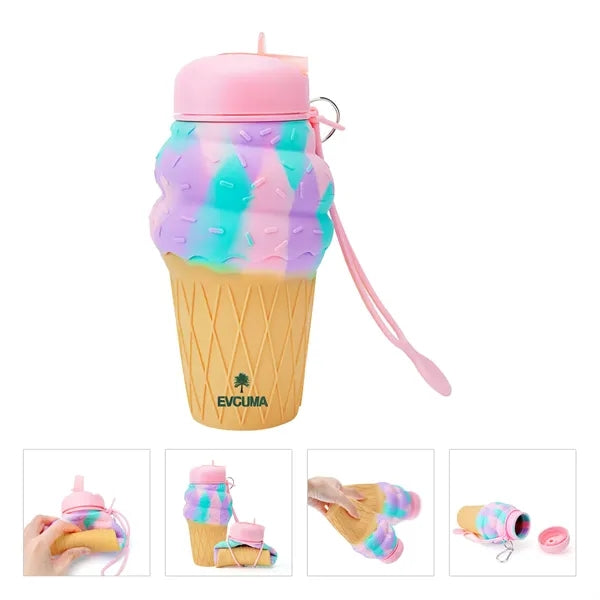 Portable Ice Cream Collapsible Water Bottle