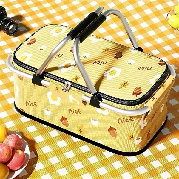 19L Collapsible Insulated Picnic Basket W/Handles