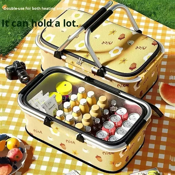 19L Collapsible Insulated Picnic Basket W/Handles