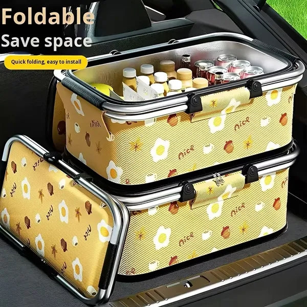 19L Collapsible Insulated Picnic Basket W/Handles