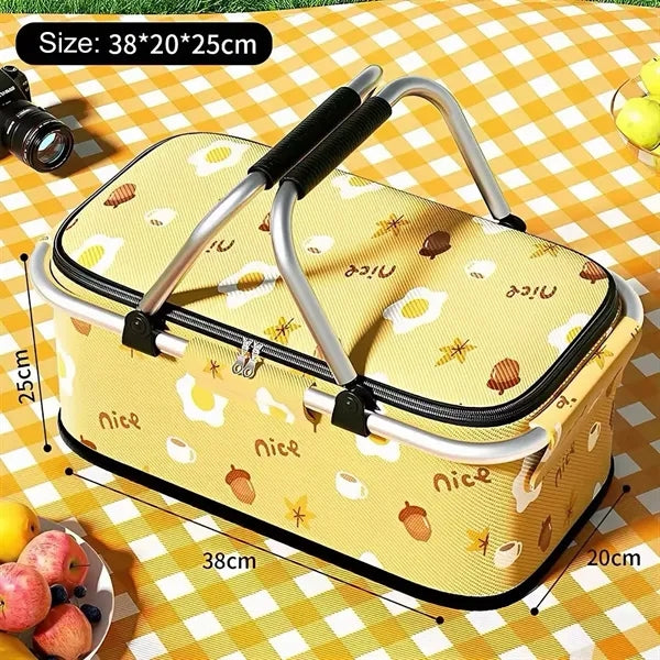 19L Collapsible Insulated Picnic Basket W/Handles
