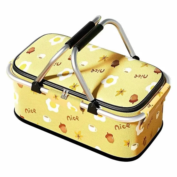 19L Collapsible Insulated Picnic Basket W/Handles