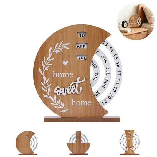 Wooden Manual Rotating Calendar for Home Office Decoration
