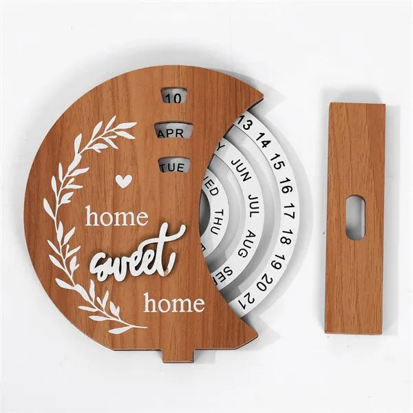 Wooden Manual Rotating Calendar for Home Office Decoration