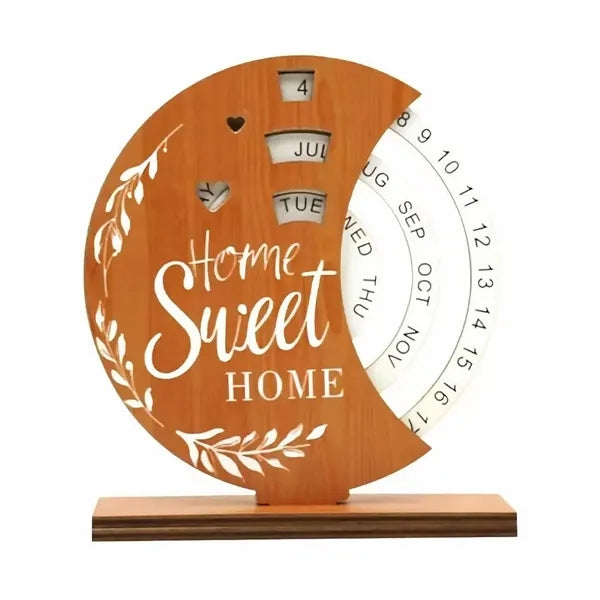 Wooden Manual Rotating Calendar for Home Office Decoration
