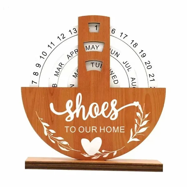 Wooden Manual Rotating Calendar for Home Office Decoration