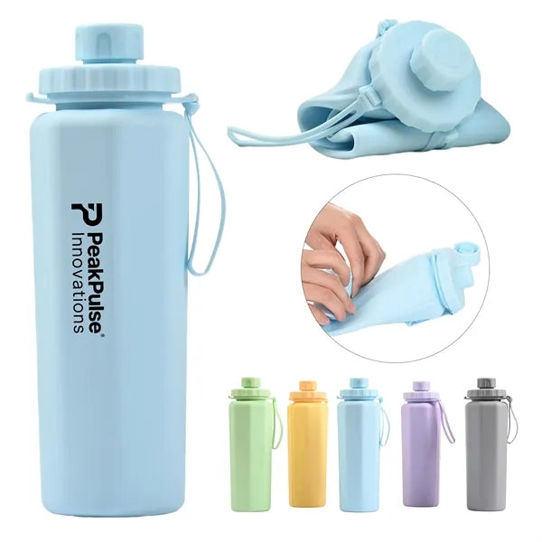20oz Collapsible Silicone Water Bottle BPA Free Portable