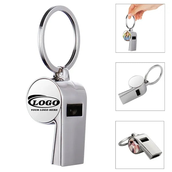 Heat Transfer Metal Whistle Keychain
