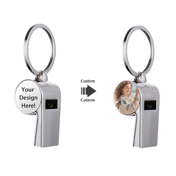Heat Transfer Metal Whistle Keychain