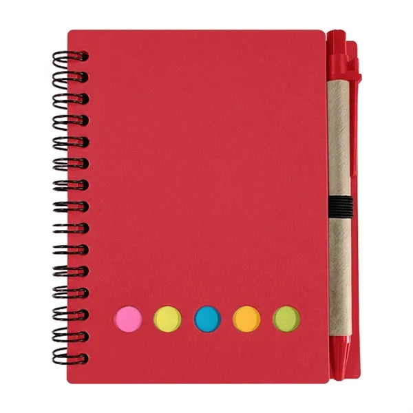 Kraft Paper Spiral Notebook W/ Sticky Notes And Pen