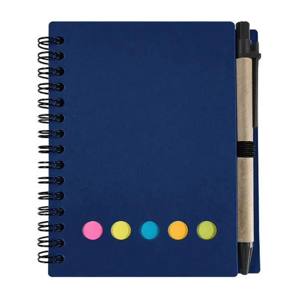 Kraft Paper Spiral Notebook W/ Sticky Notes And Pen