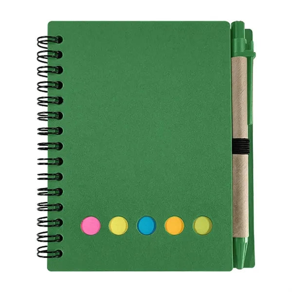 Kraft Paper Spiral Notebook W/ Sticky Notes And Pen