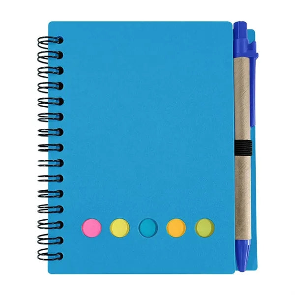 Kraft Paper Spiral Notebook W/ Sticky Notes And Pen