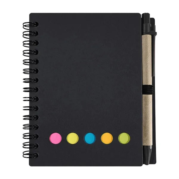 Kraft Paper Spiral Notebook W/ Sticky Notes And Pen