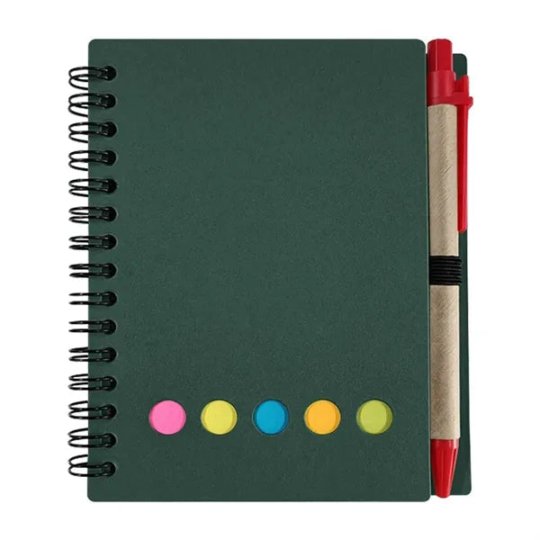 Kraft Paper Spiral Notebook W/ Sticky Notes And Pen