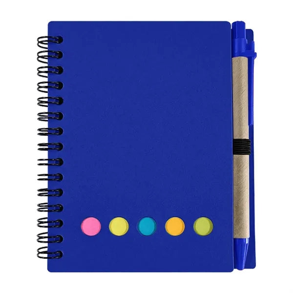 Kraft Paper Spiral Notebook W/ Sticky Notes And Pen