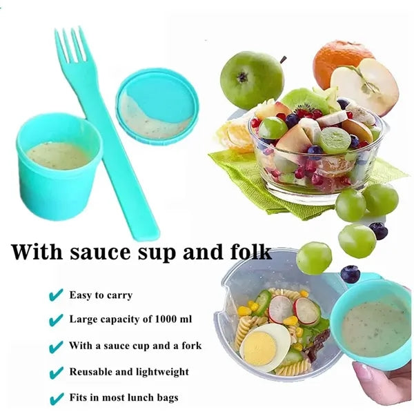 Portable Salad Cup With Lid Spoon Food Container