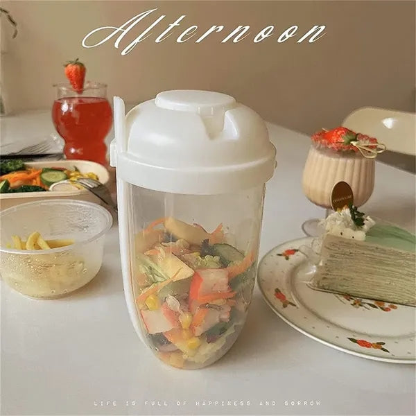 Portable Salad Cup With Lid Spoon Food Container